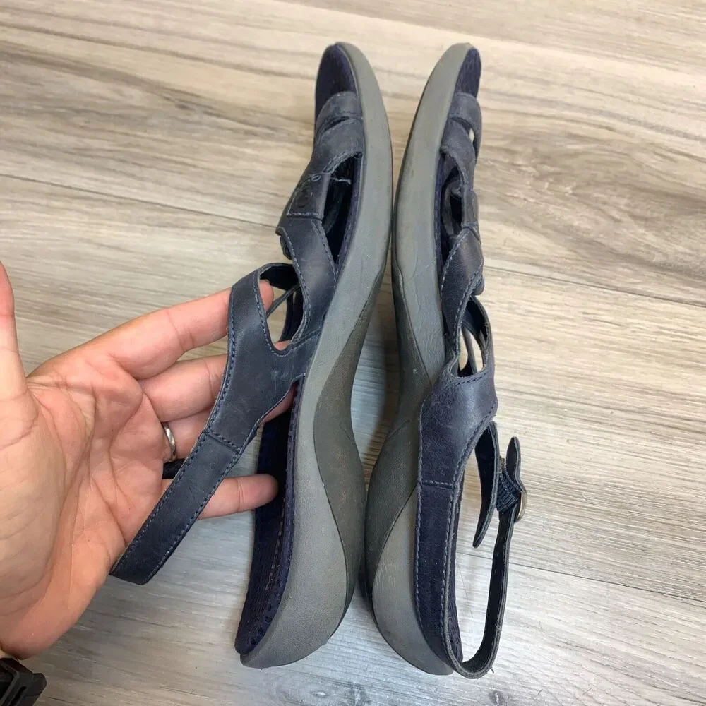 Womens Size 9 Merrell Agave Navy Leather Sandals Strappy Slingback Ankle Outdoor - Picture 3 of 11